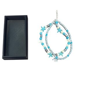 Anklet bracelet. Blue starfish.